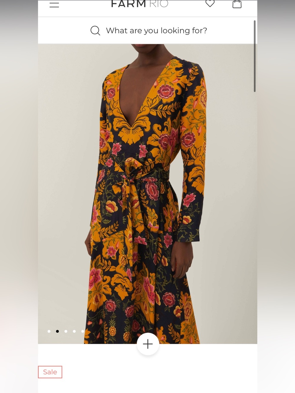 FARM Rio Black Floral Arabesque Maxi Dress with Mustard and Pink Accents - Picture 5 of 8